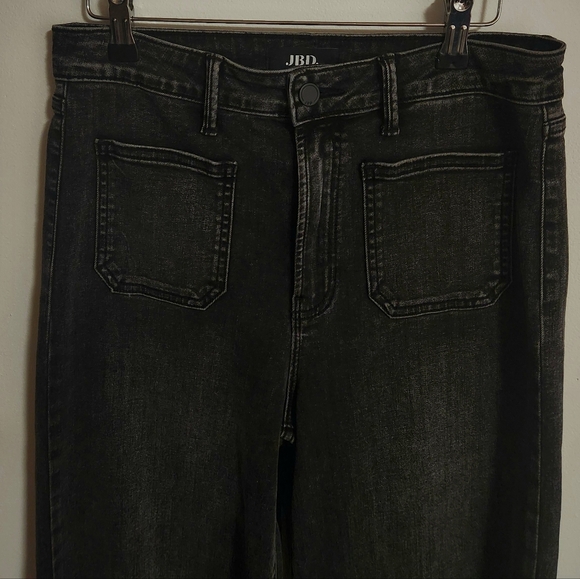 JBD Black Patch Pocket Jeans Wide Leg High Waist Relaxed Fit Stretch Size 29 - Picture 3 of 10